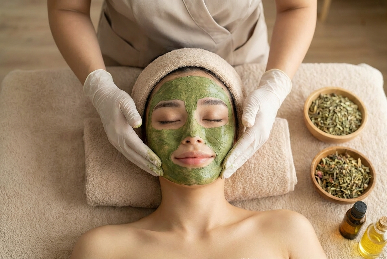 肌管理×脱毛サロンLunelle（ルネル）福岡天神のハーブピーリング施術風景